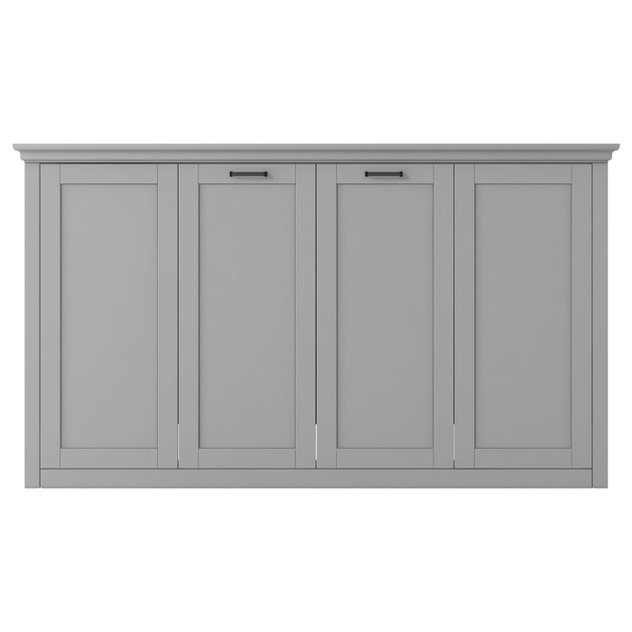 Twin Size Murphy Bed With Cabinet Storage - Gray