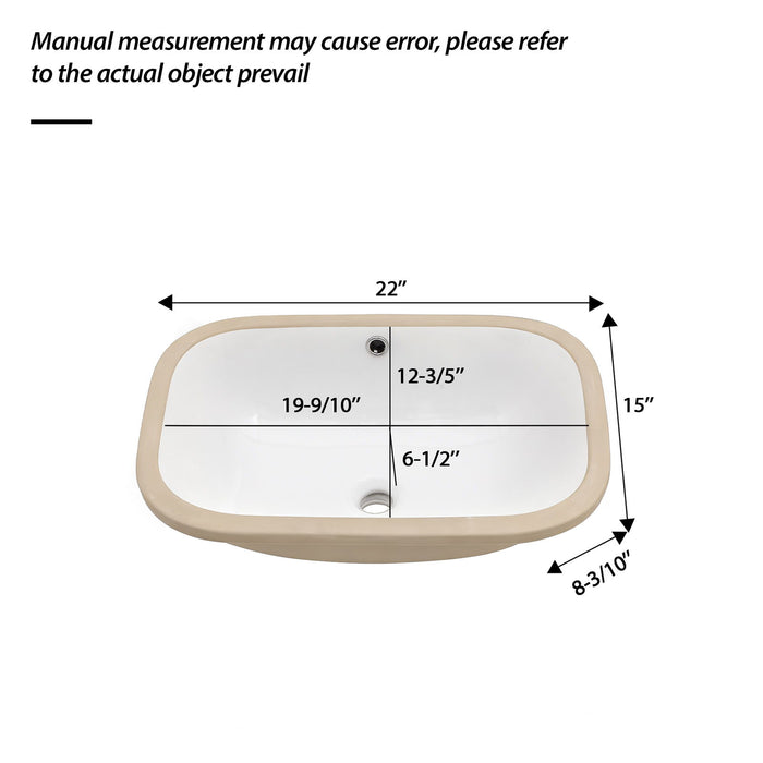 Modern Ceramic Undermount Bathroom Sink With Overflow, High Quality