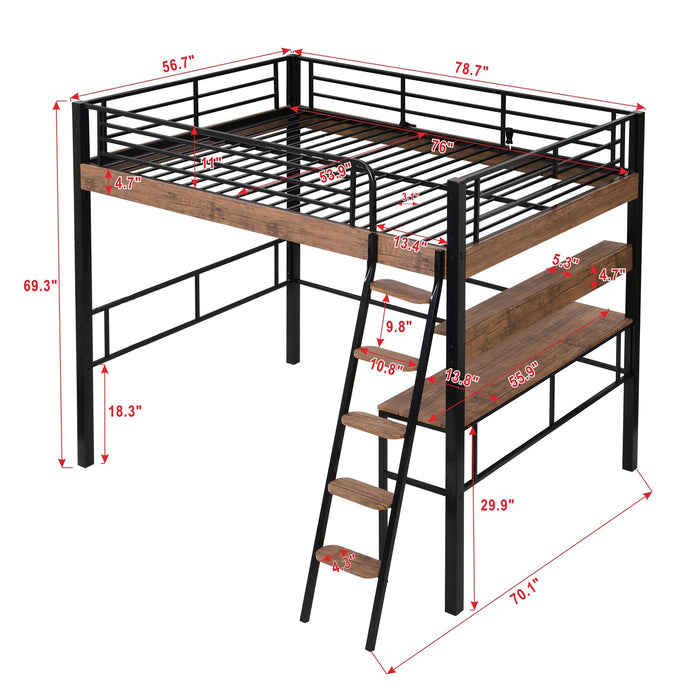 Loft Bed With Built In Desk, Storage Shelf And Ladder