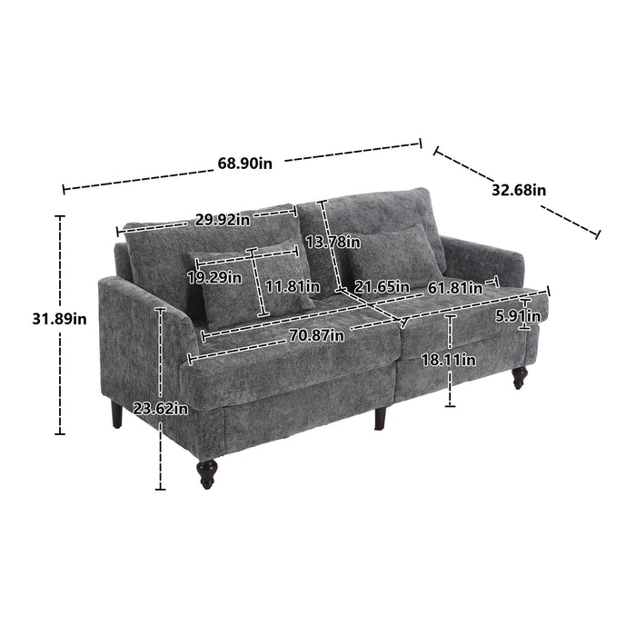 Mid Century Modern Chenille Fabric Loveseat Sofa, 2 Seat Upholstered Couch