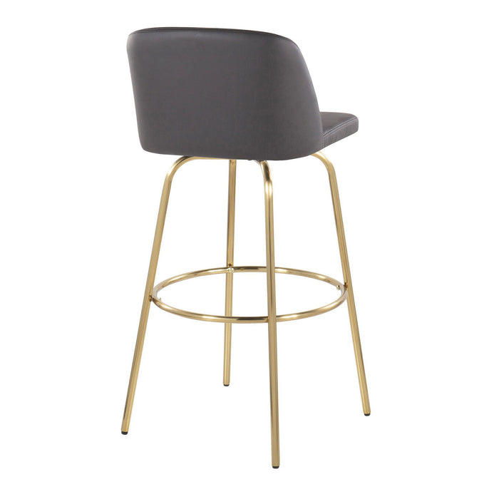 Toriano - Contemporary Fixed Height Barstool With Swivel And Round Footrest (Set of 2)