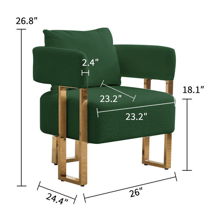 Modern Decorative Chair Teddy Fleece Upholstered And Metal Foot