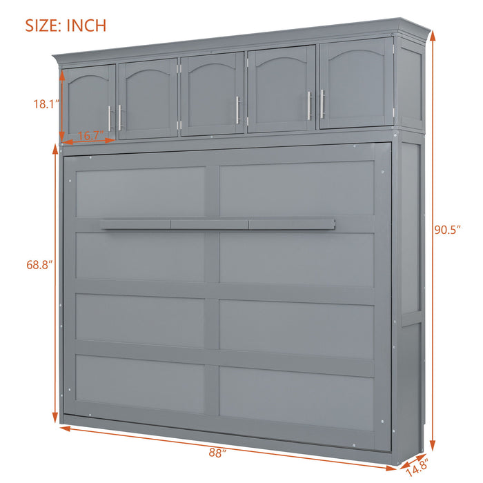 Murphy Modern Bed With Top Cabinets For Space Saving And Comfort