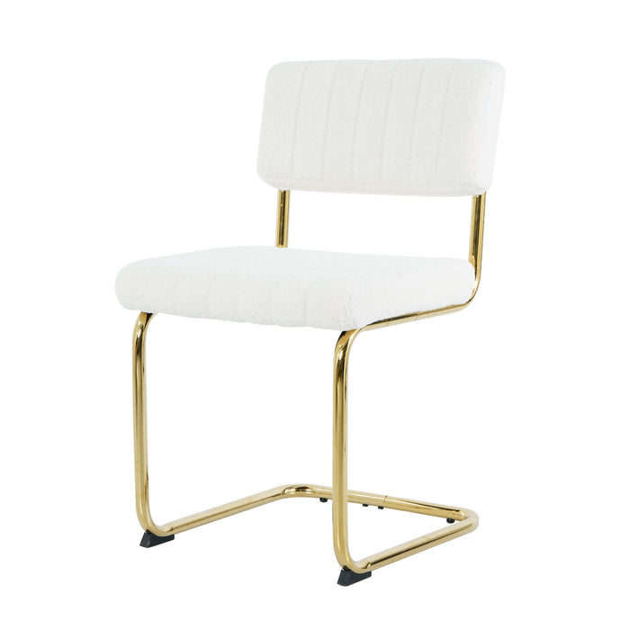 Modern Light Luxury Dining Chair With Metal Legs And Bow Design
