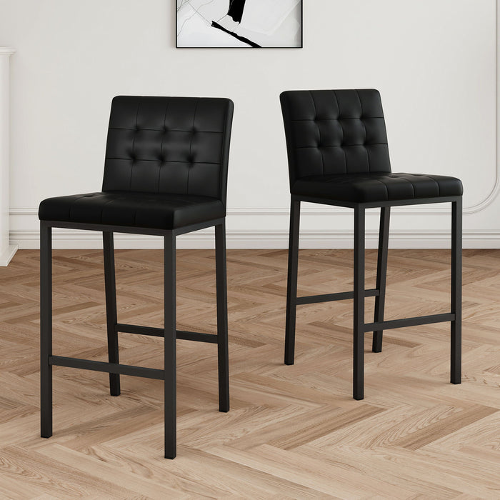 Modern Design High Stool With Metal Legs For Kitchen And Restaurant (Set of 2) - Black