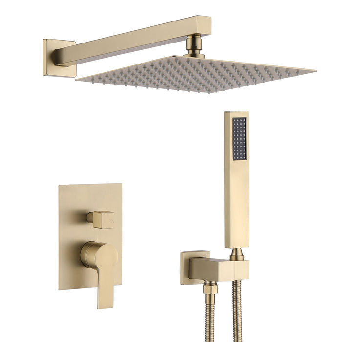 12" Ceiling Mount Shower System With Rain Mixer And Handheld Shower