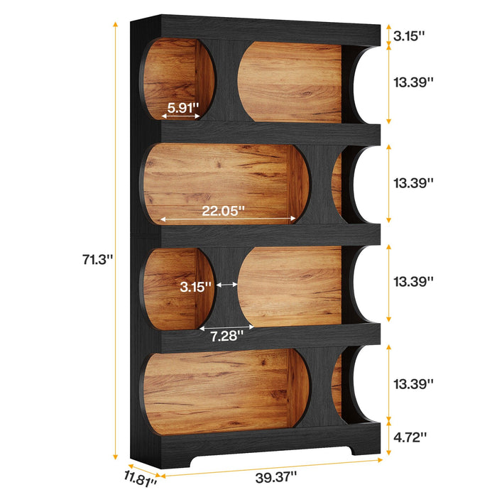 4 Tier S-Shaped Freestanding Storage Shelf For Living Room - Black / Brown