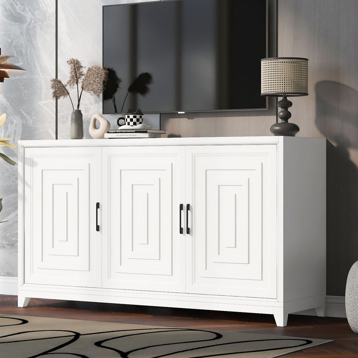 TV Stand For TVs Up To 65", Modern Entertainment Center Media Console Cabinet With 2 Spacious Storage Space
