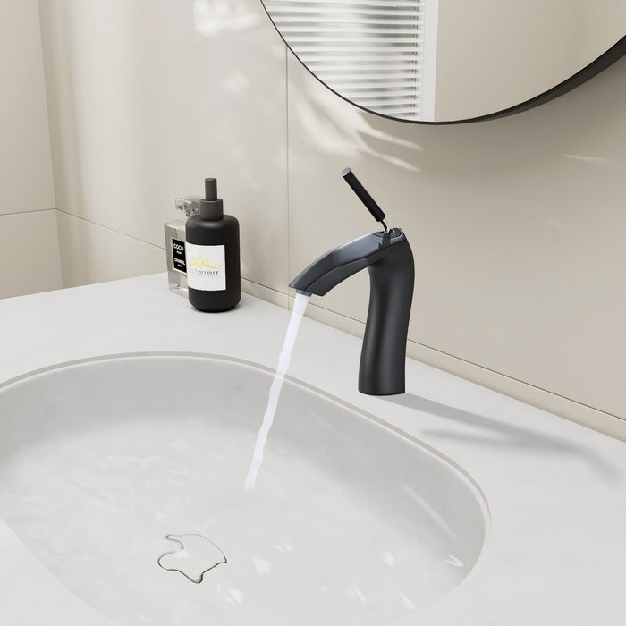 Contemporary Single Handle Lavatory Basin Sink Faucet Brass - Matte Black