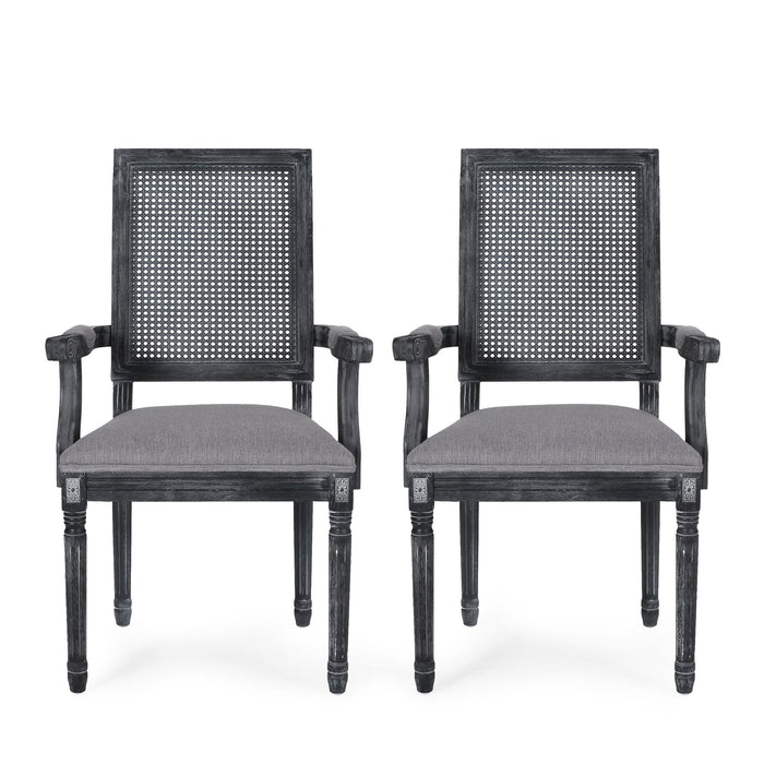 Elegant French Country Style Dining Chair With Cane Backrest