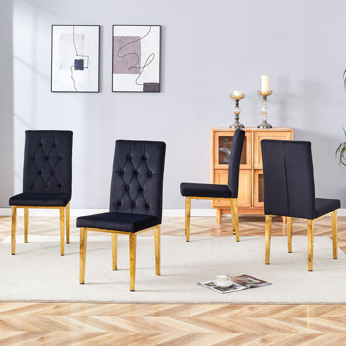 Vintage Style Armless Dining Chairs Set With Grid And Buckle Design