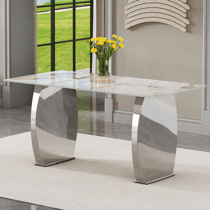 Modern Rectangular Dining Table With Patterned Sintered Stone Top