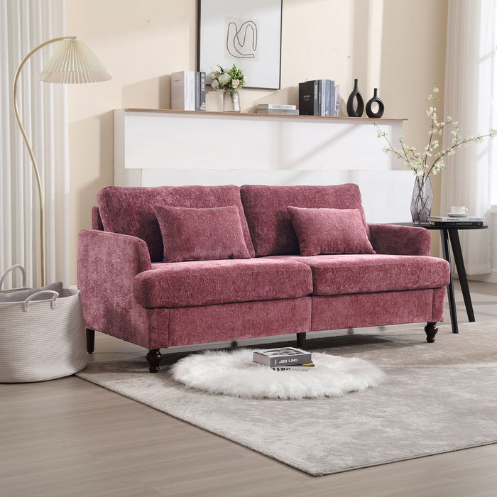 Mid Century Modern Chenille Fabric Loveseat Sofa, 2 Seat Upholstered Couch