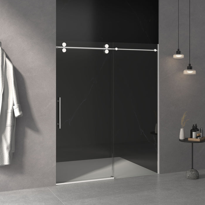 Frameless Shower Door, Sliding Shower Door, With Premium Thick Tempered Glass Shower Enclosure, Double Side Easy Clean Coat, Finished With Buffer - Chrome