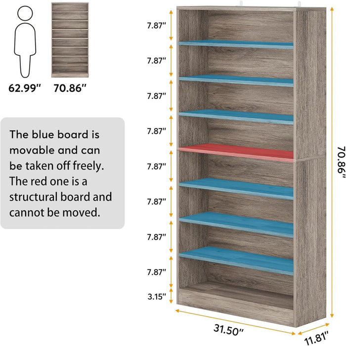 9 Tier Freestanding Shoe Cabinet, With Open Design