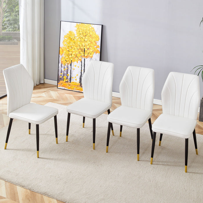 4 Modern Dining Chairs With Stylish Patterned Backrest And Metal Legs