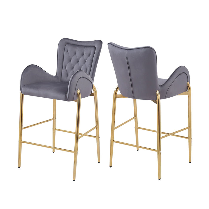 Velvet Fabric Counter Height Bar Stools (Set of 2)