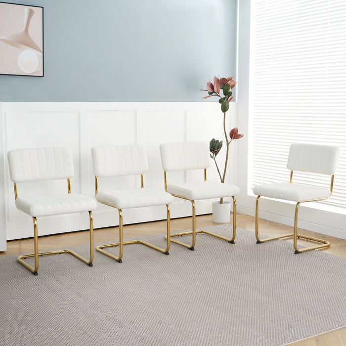 Modern Light Luxury Dining Chair With Metal Legs And Bow Design