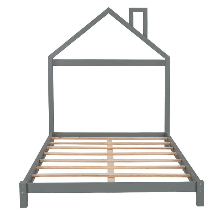 Platform Bed With House Shaped Headboard