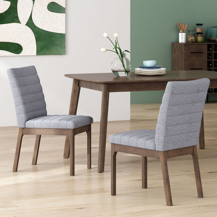 Mid Century Modern Dining Chair (Set of 2) With Channel Stitching - Dark Gray