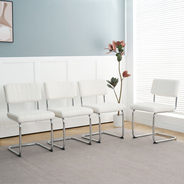 Modern Luxury Dining Chair With Metal Legs And Bow Design (Set of 4)