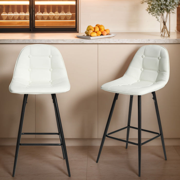Modern Metal Counter Height Bar Stools With Back And Footrest (Set of 2)