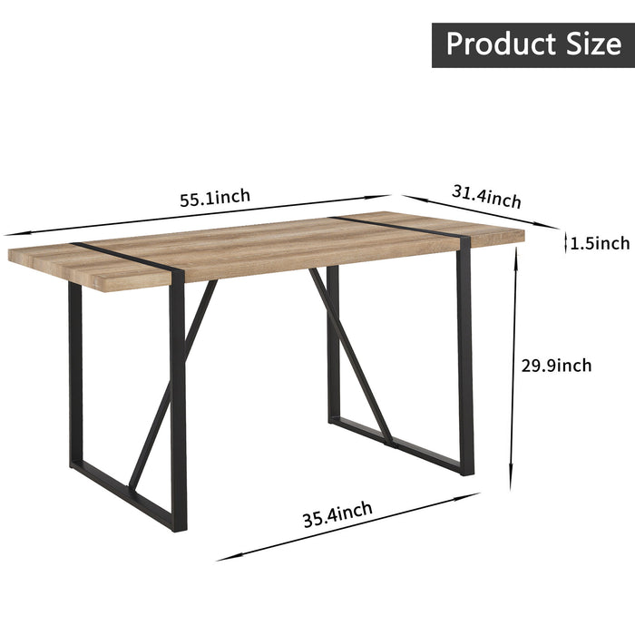 Modern Rustic Industrial Dining Table With Tabletop And Metal Legs For 4 6 Person - Wood