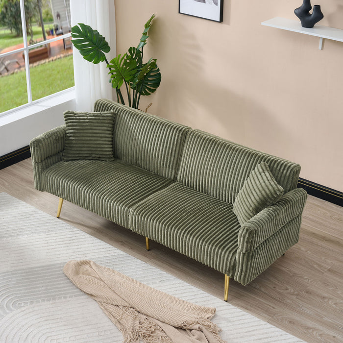 Luxury Corduroy Foldable Double Sofa Bed With Folding Armrests
