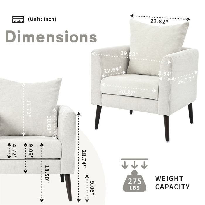 Modern Accent Upholstered Armchair With Pillow