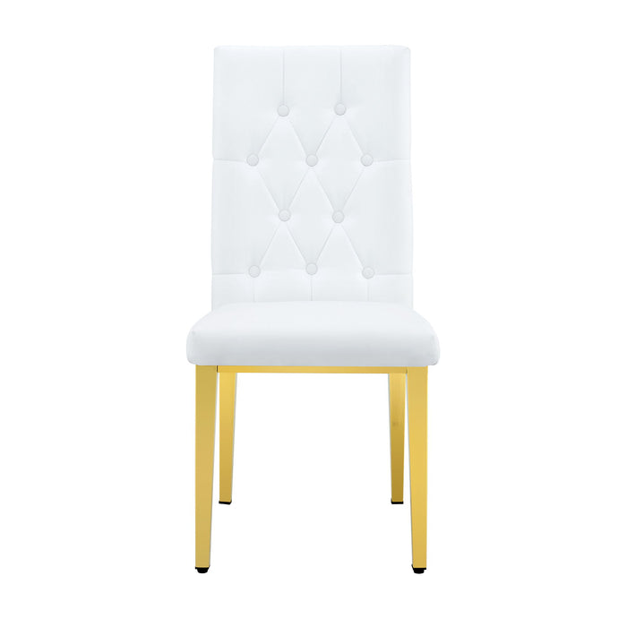 Vintage Style Armless Dining Chairs Set With Grid And Buckle Design