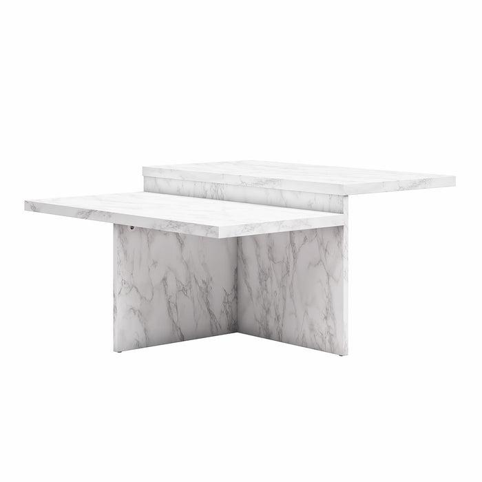 Brielle - 2 Tiered Coffee Table - White Marble
