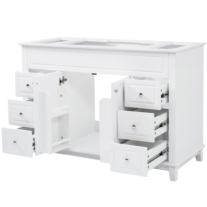 Bathroom Vanity Cabinet Only, 6 Soft Close Drawers & Double Doors With 2 Tier Shelves - White