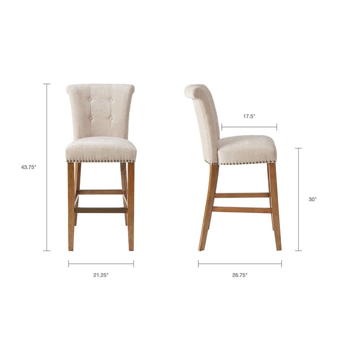 Bar Stool With Bronze Nail Heads - Cream