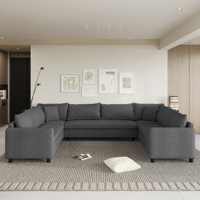 Modular Sectional Reversible U Shaped Couch Set, Free Combination Minimalist Style, Oversized 8 Seat Convertible Sofa