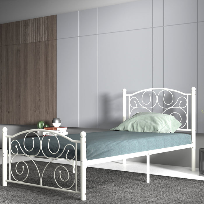 Unique Flower Sturdy System Metal Bed Frame With Headboard And Footboard