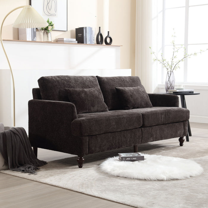 Mid Century Modern Chenille Fabric Loveseat Sofa, 2 Seat Upholstered Couch