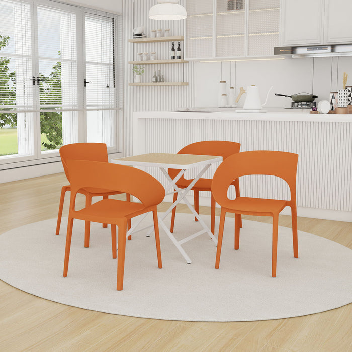 4 Piece Set Of Modern Designed Single Chairs With Folding Square Table