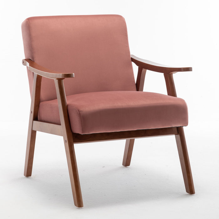 Mid Century Modern Accent Chair With Solid Wood Frame And Extra Thick Backrest