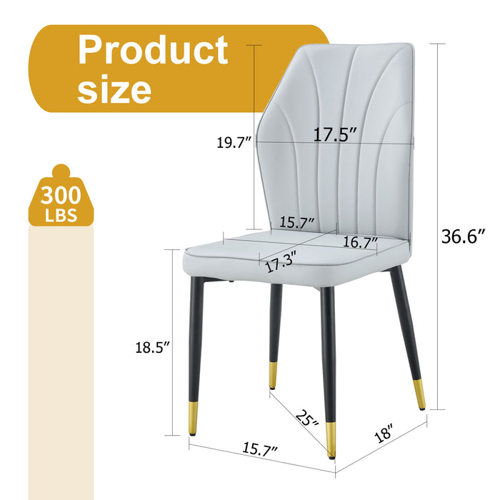 4 Modern Dining Chairs With Stylish Patterned Backrest And Metal Legs