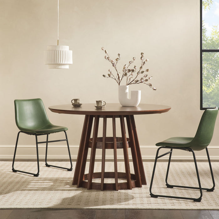 Round Dining Table With Pedestal Base - Brown