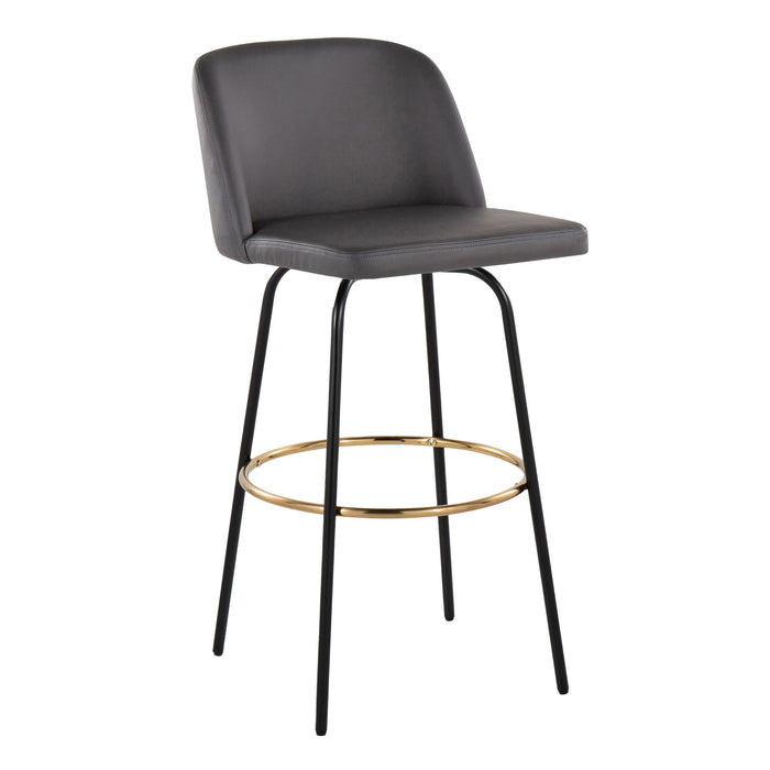Toriano - Contemporary Fixed Height, Barstool With Swivel & Round Footrest (Set of 2)
