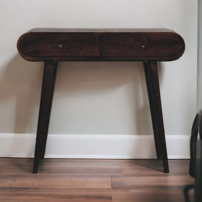 Curved Edge Console Table - Walnut
