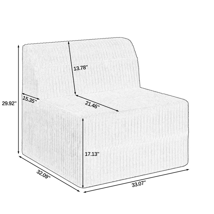 Modern Minimalist Corduroy Sleeper Sofa, Compressed Sectional Single Seat