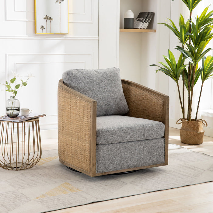 Barrel, Comfy Round Accent Sofa Chair With 360 Degree Swivel, Leisure Arm