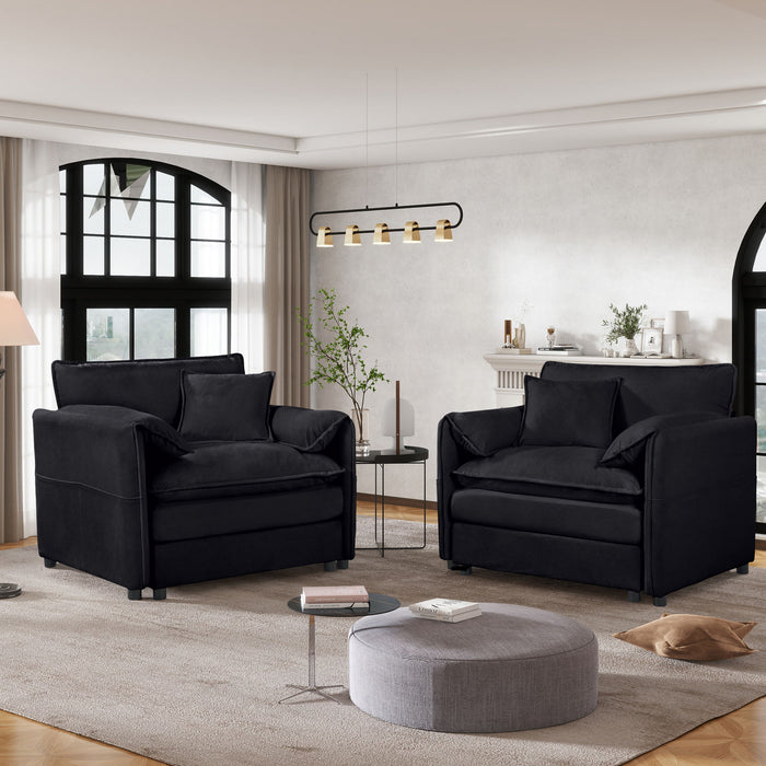 Modern Chenille Oversized Accent Chair, Comfy Single Sofa With Large Seat (Set of 2)