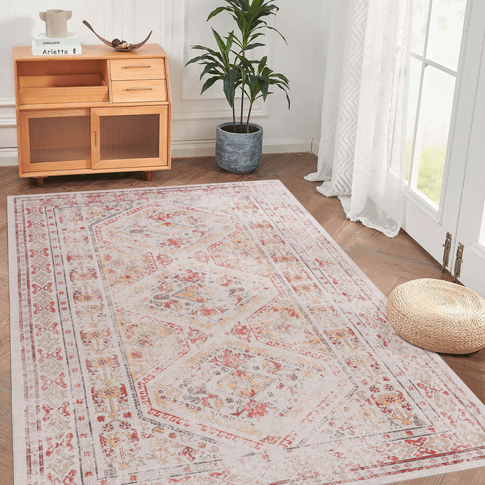 Maval - 6' X 9' Washable Area Rug - Beige