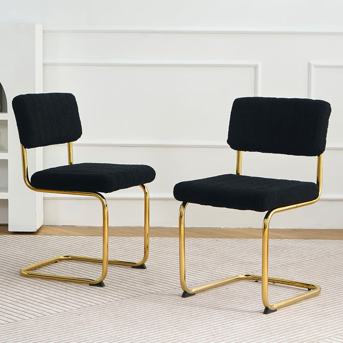 Modern Light Luxury Dining Chair With Metal Legs And Bow Design