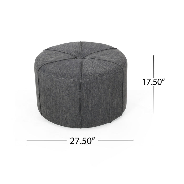 Contemporary Ottoman With Tonal Piping And Button Tuft Design