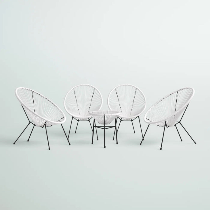 Outdoor Conversation Set With Ergonomic Lounge Chairs And Tempered Glass Table