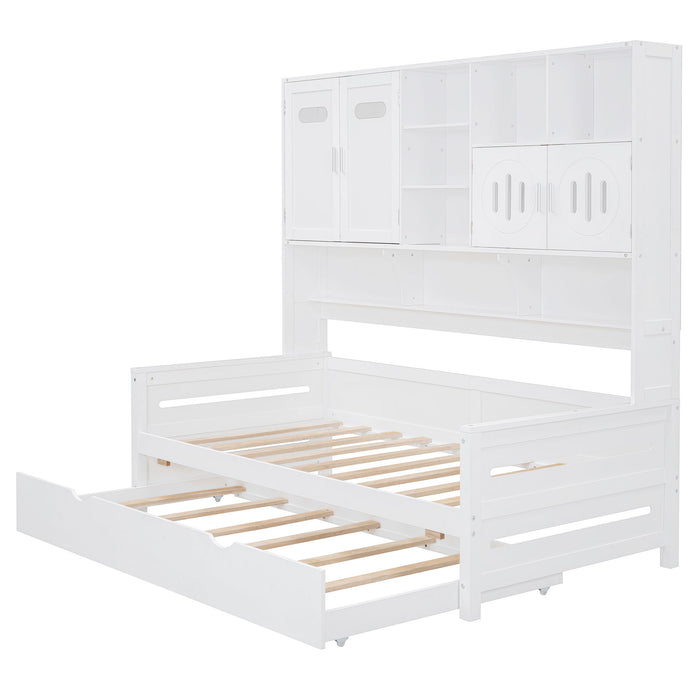 Daybed With All-In-One Cabinet And Shelf